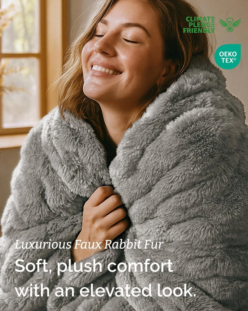 Faux Fur Bubble Throw Blanket