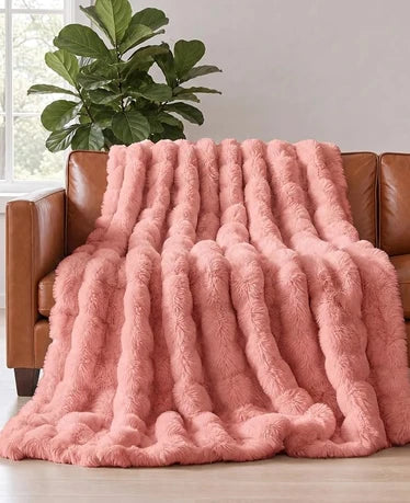 Faux Fur Bubble Throw Blanket
