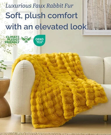 Faux Fur Bubble Throw Blanket