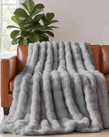 Faux Fur Bubble Throw Blanket