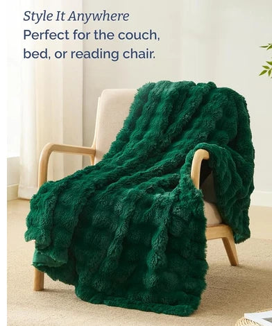 Faux Fur Bubble Throw Blanket