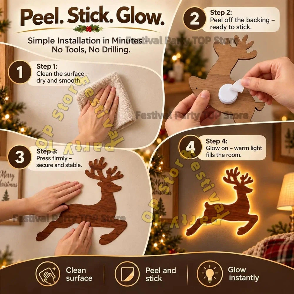 3D Glow Wood Stickers