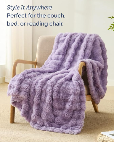 Faux Fur Bubble Throw Blanket