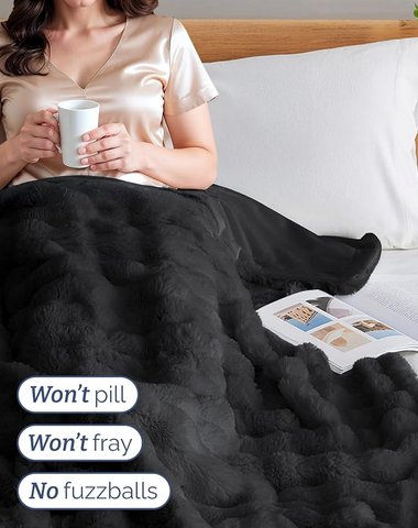 Faux Fur Bubble Throw Blanket