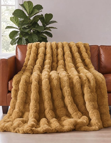 Faux Fur Bubble Throw Blanket