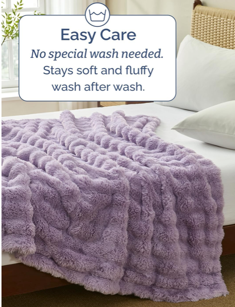 Faux Fur Bubble Throw Blanket