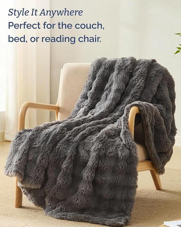 Faux Fur Bubble Throw Blanket
