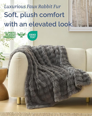 Faux Fur Bubble Throw Blanket