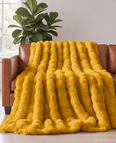 Faux Fur Bubble Throw Blanket